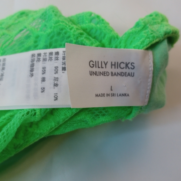 GILLY HICKS AERIE 3 Unlined Lace Bandeaus Strapless Bralettes Blue Lime Green L - Picture 6 of 10
